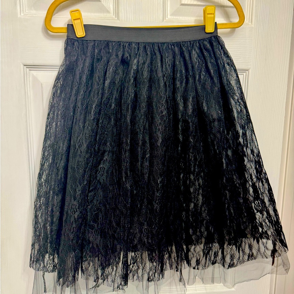 NWOT - Black Lace Tulle Shirt OSFM (B8)